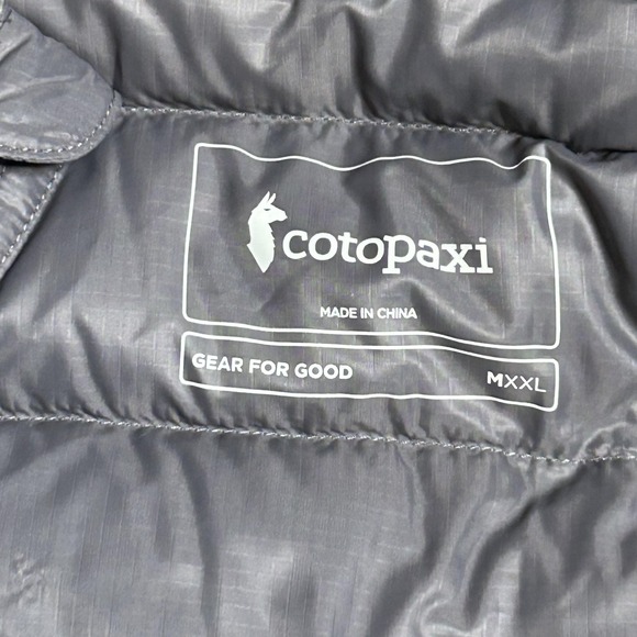 Cotopaxi Fuego Down Hooded Jacket Mens XXL Gray Cinder Stripes 800 Fill - Picture 7 of 16